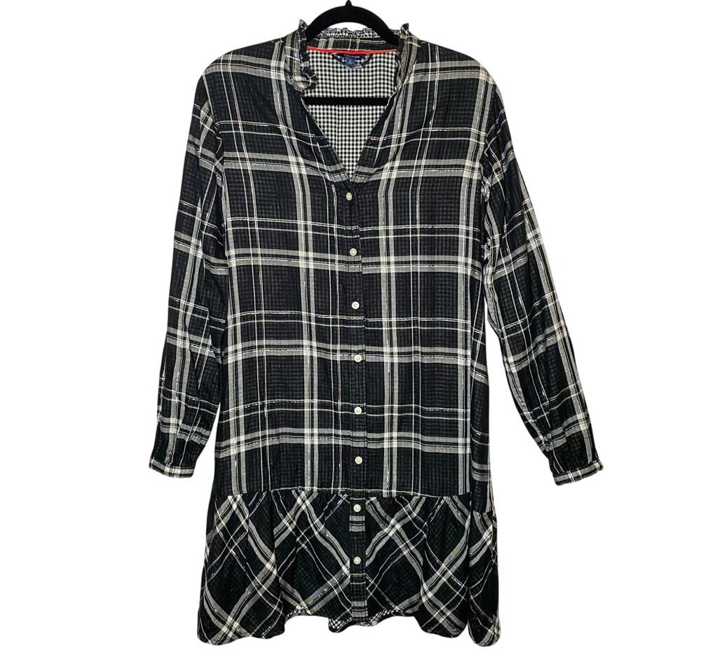Nautica - Long Sleeve Plaid Button Up Dress - Women's Small